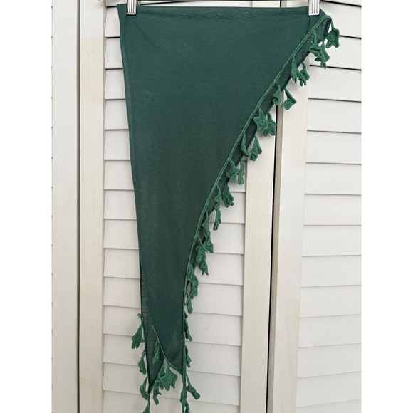 Green‎ Tassel Scarf Shawl Cover Up Beach Pool Resort Wear - Picture 1 of 6